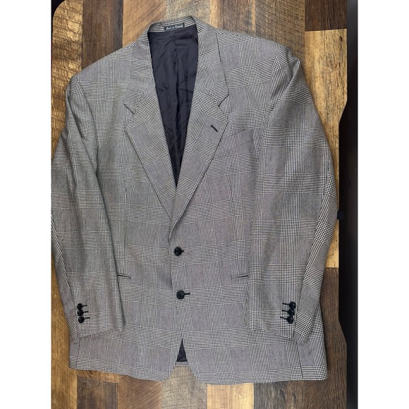 Yves Saint Laurent Blazer Sz 44 Silk Wool Plaid Made in Canada Menswear - Picture 1 of 8